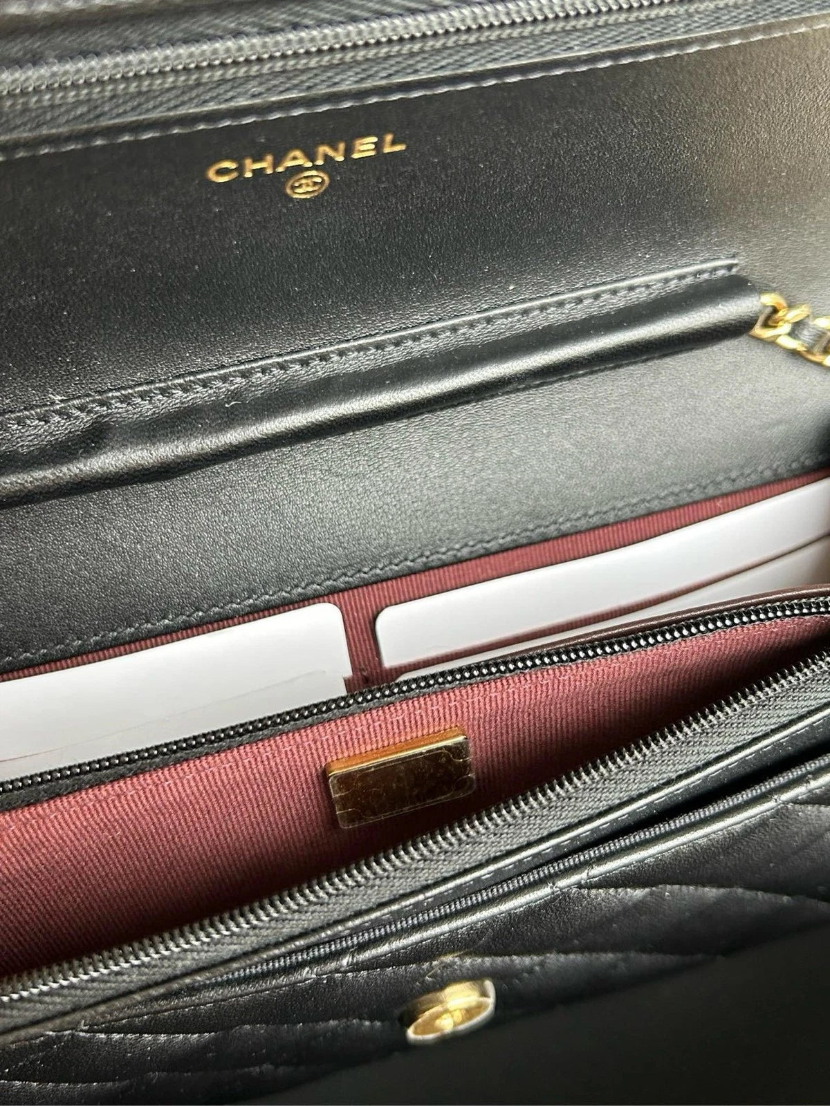 CHANEL Black Gold Lambskin WOC Crossbody Bag For Women
