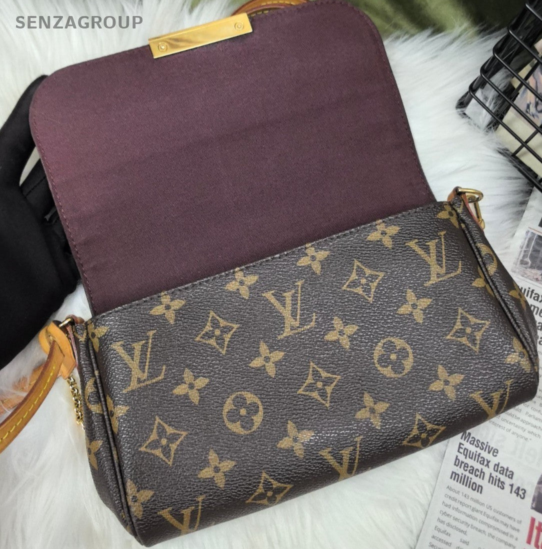 Louis Vuitton Monogram Favorite PM Leather Shoulder Crossbody Bag Women Brown