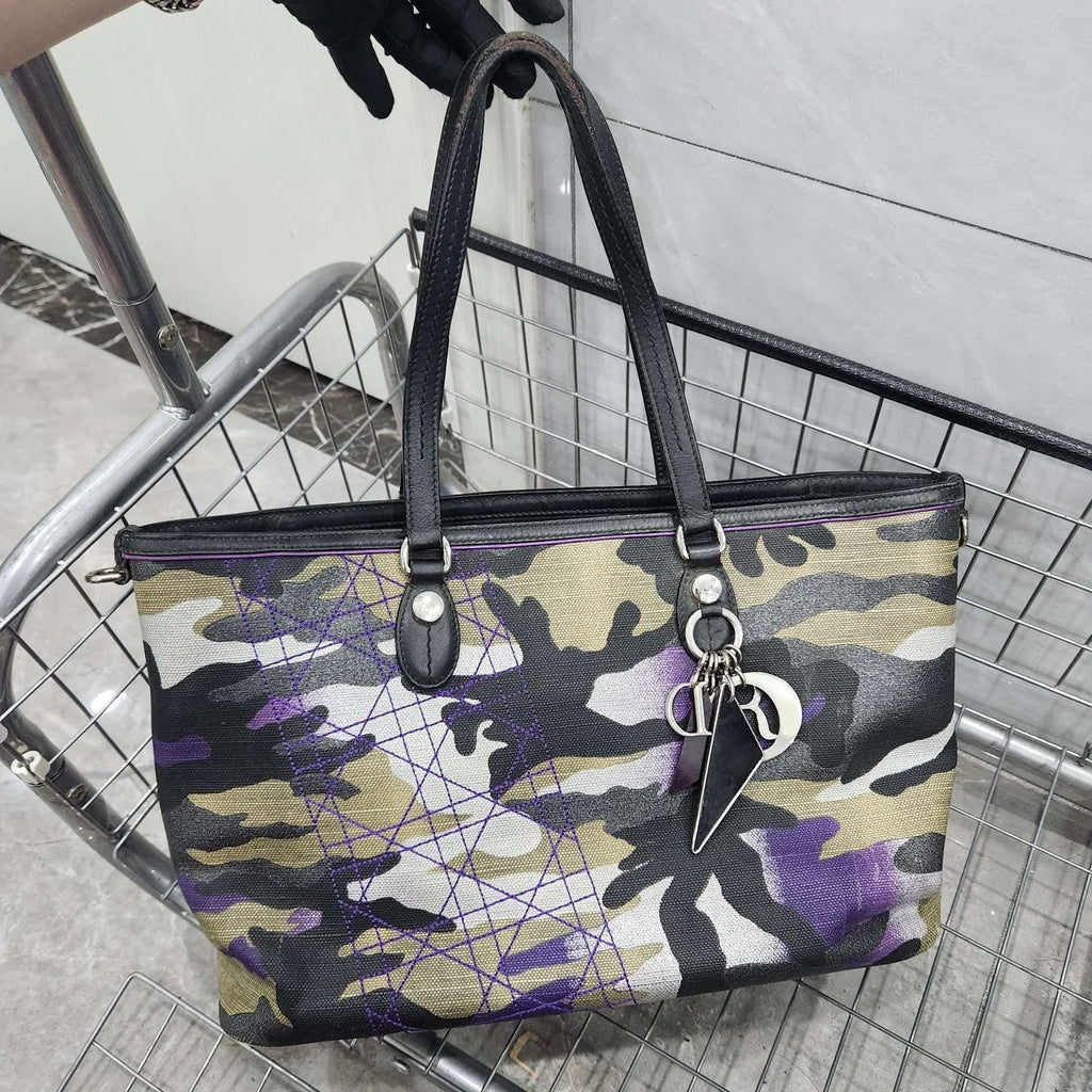 Dior Canvas Camouflage Tote Shoulder Handbag For Women