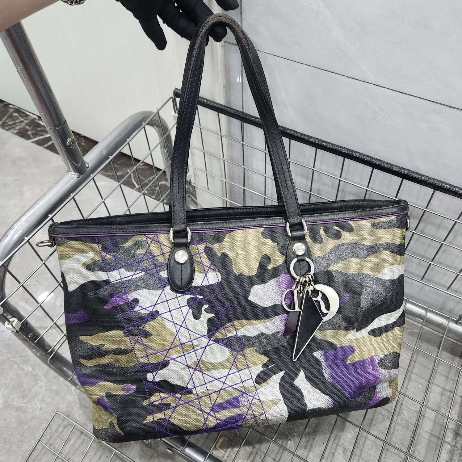 Dior Canvas Camouflage Tote Shoulder Handbag For Women