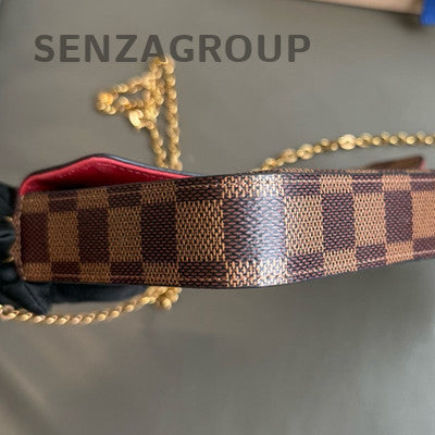 Louis Vuitton Damier Ebene Chain Shoulder Crossbody Bag Brown Gold Women