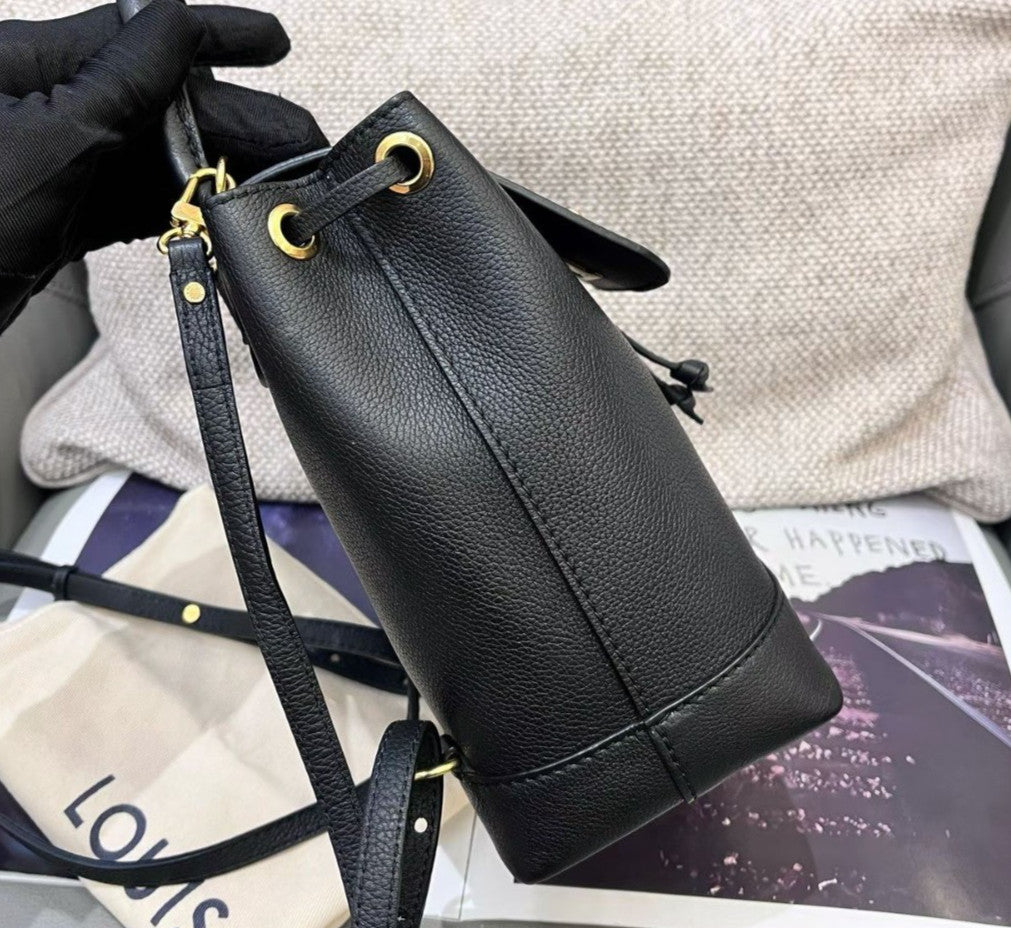 Louis Vuitton Lockme Mini Calfskin Backpack Black Gold Used Women Classic