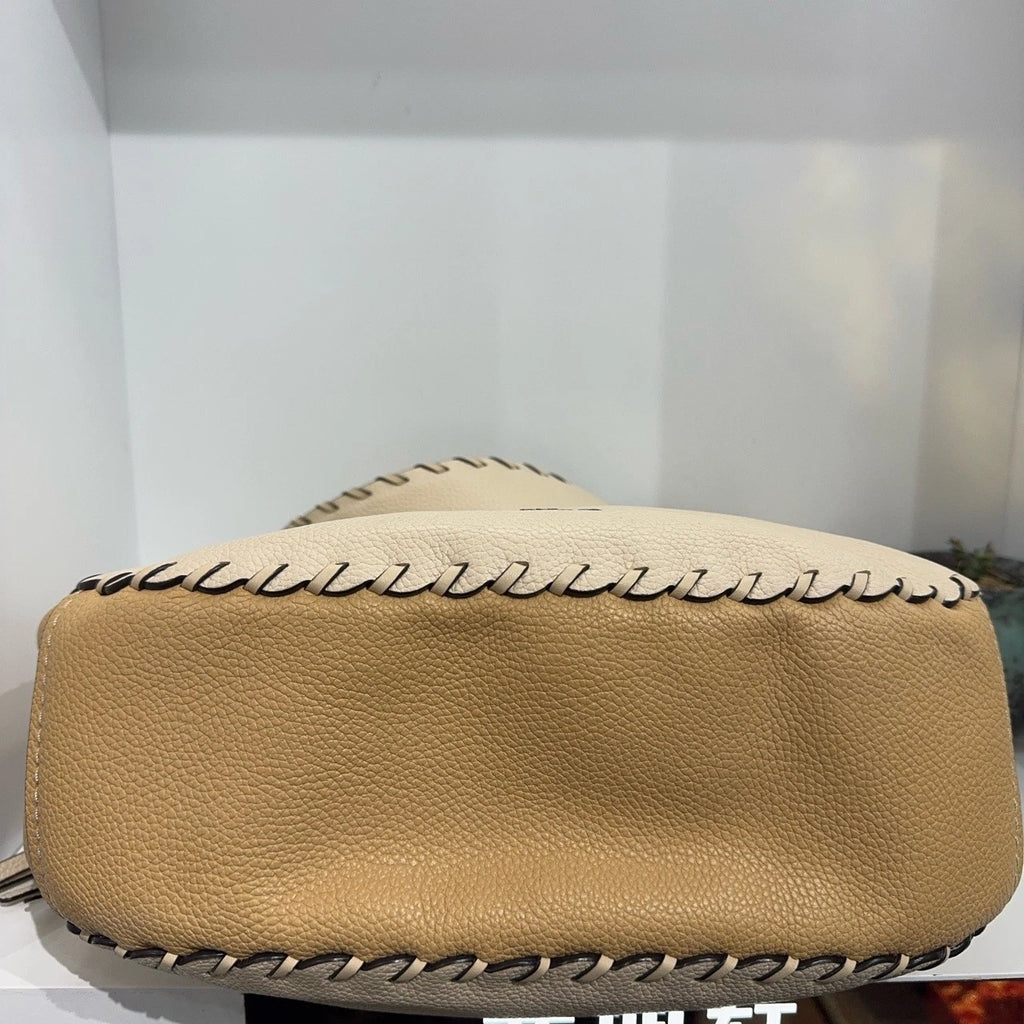 COACH Leather Colorblock Saddle Half-moon Shoulder Crossbody Bag For Women