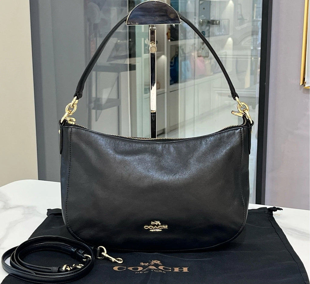 Coach Black Leather Shoulder Crossbody Silver For Women