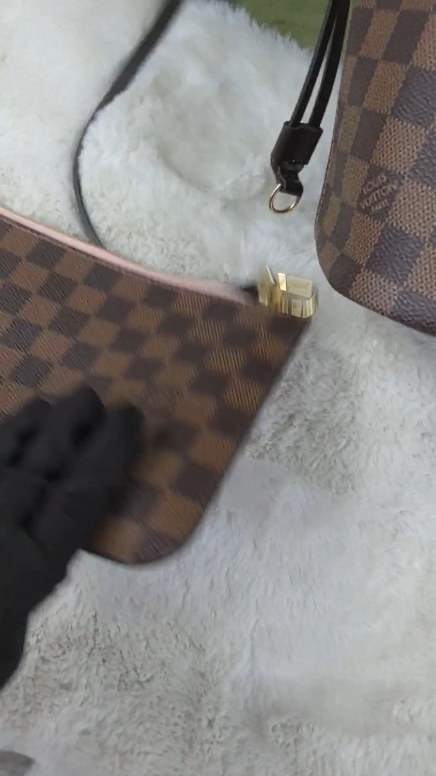 Louis Vuitton Neverfull MM Damier Ebene Tote with pouch Shoulder bag Women Brown