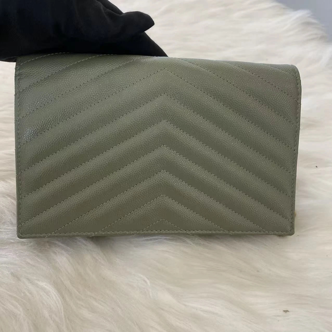 Saint Laurent Envelope Chain Shoulder Bag Small Green Gold Classic Women