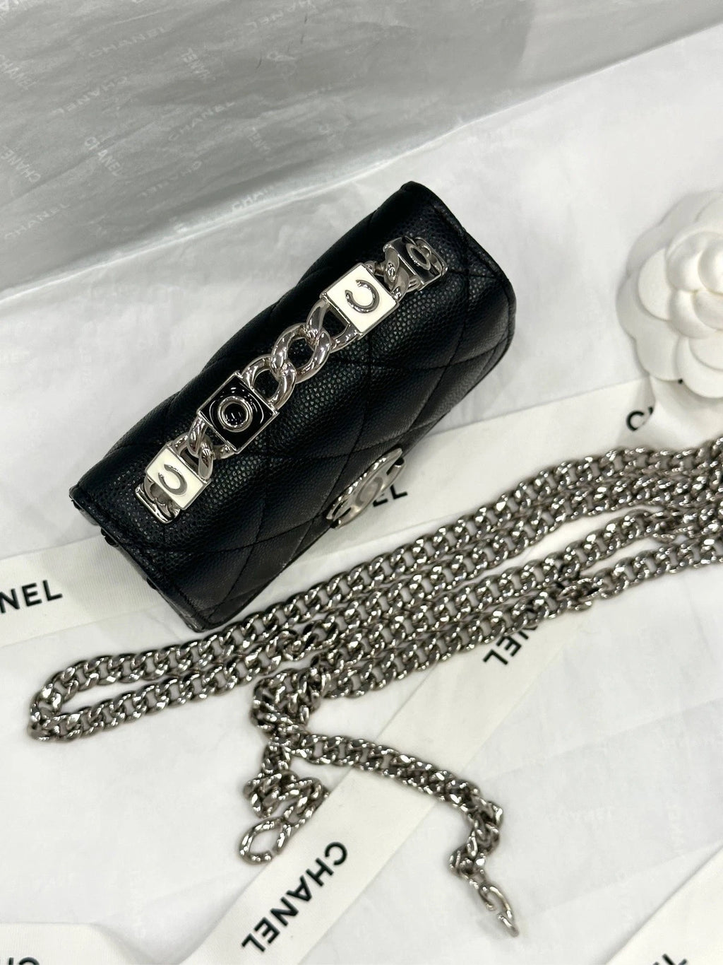 CHANEL Mini WOC Enamel Top Handle Leather Bag For Women