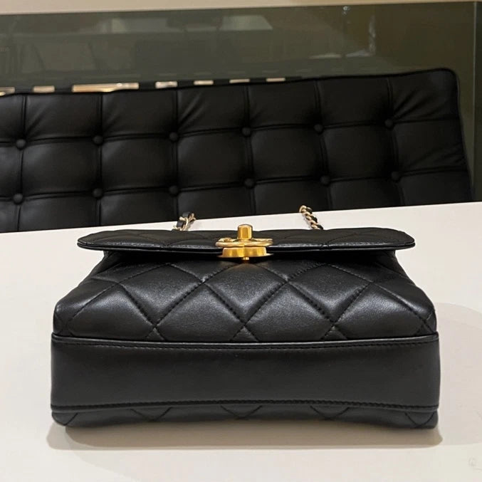 Authentic CHANEL Crystal Handle Classic Flap Shoulder Handbag