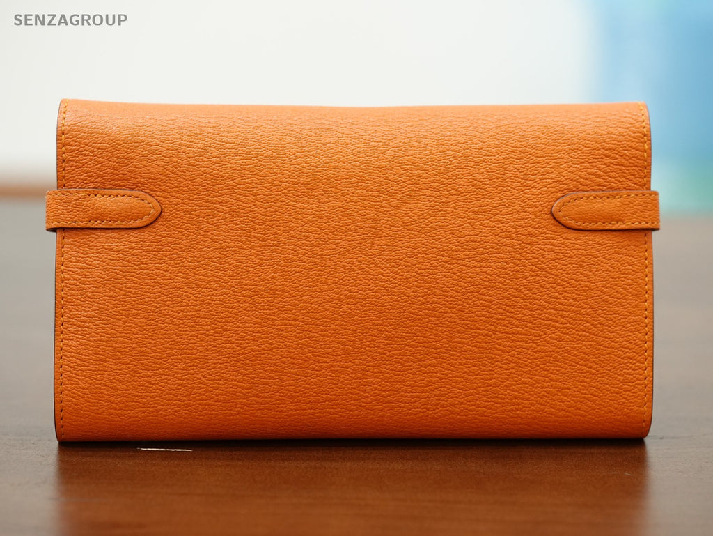 Hermes Kelly Wallet epsom Leather Orange Silver XP00104