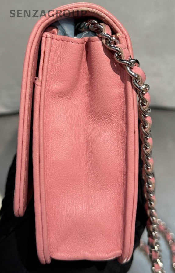 Chanel WOC Lambskin Chain Shoulder Bag Crossbody Pink Silver Women Designer