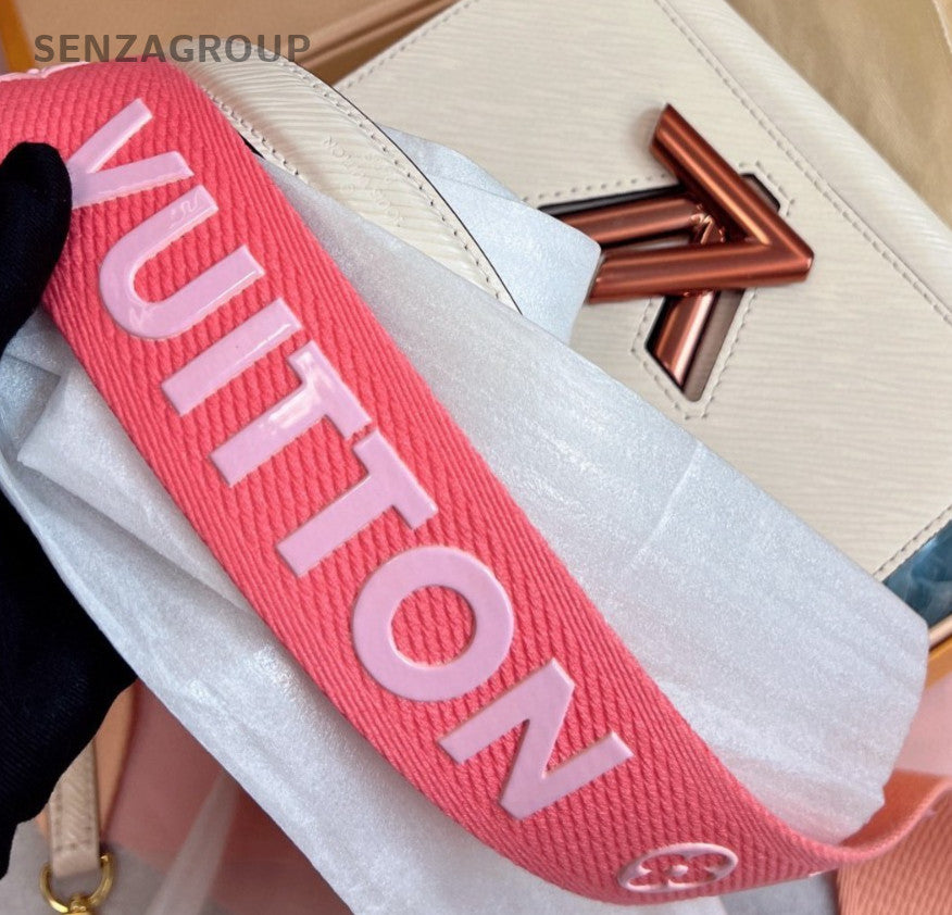 Louis Vuitton Twist PM Top Handle Shoulder Bag White Gold Used Women Classic
