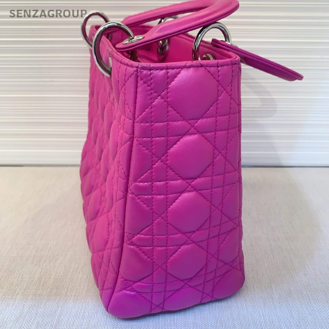 Christian Dior Lady Dior Quilted Leather Tote 2WAY Shoulder Handbag