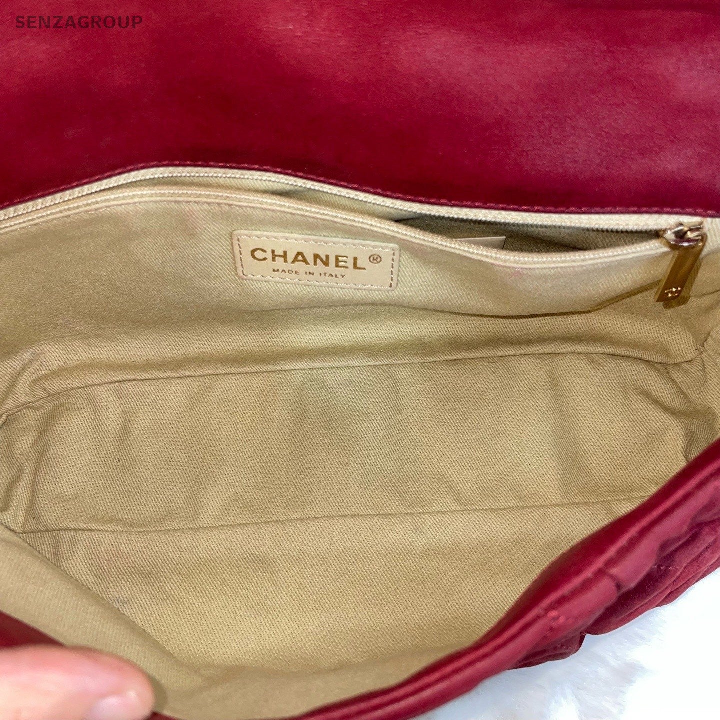 Chanel Classic Flap Chain Shoulder Bag Red Gold Women Designer
