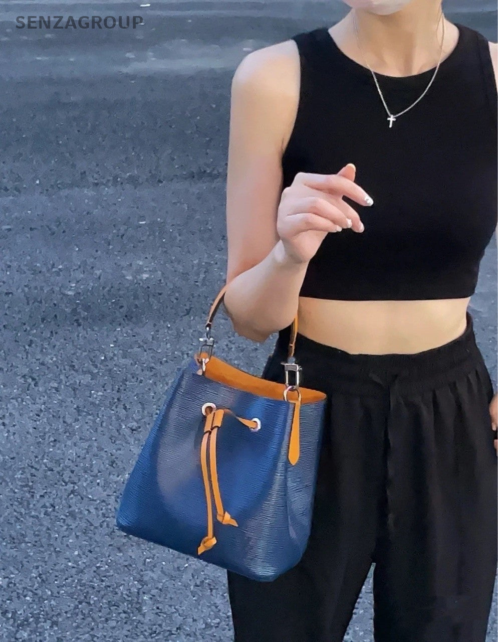 Louis Vuitton NeoNoe BB Epi Leather 2way Shoulder Handbag Women Blue Yellow