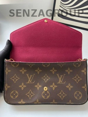 Louis Vuitton Monogram Brown Red Handbag Shoulder Bag for Women