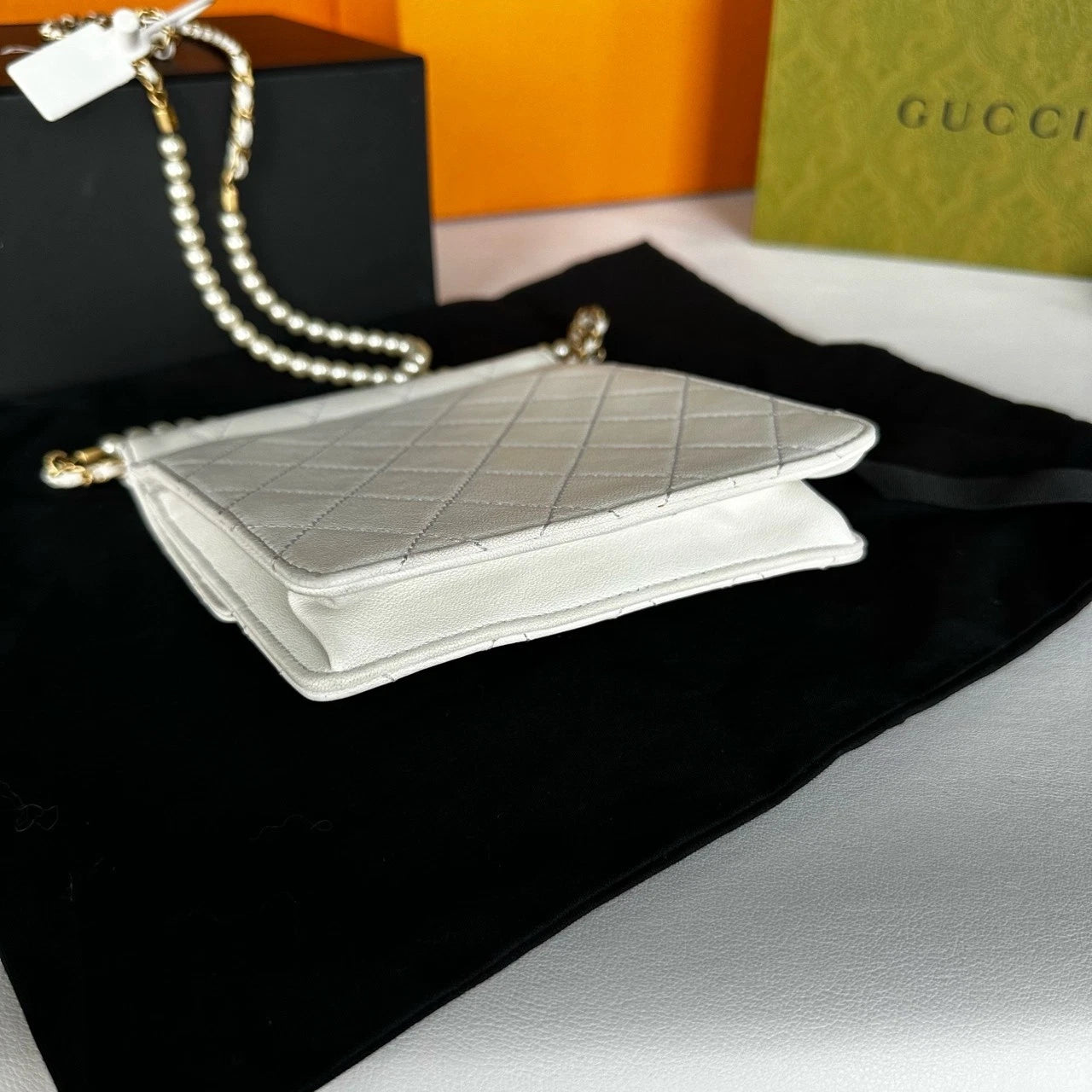 CHANEL White Chain Crossbody Bag For Women