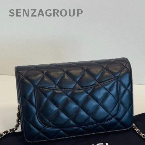CHANEL Quilted Lambskin Crossbody Shoulder Bag Women Black