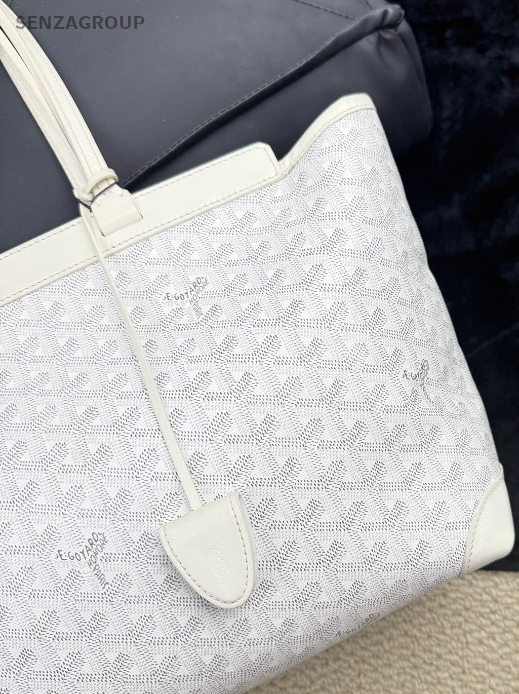 Goyard briefcase Canvas Monogram Top Handle Shoulder Bag Women White.