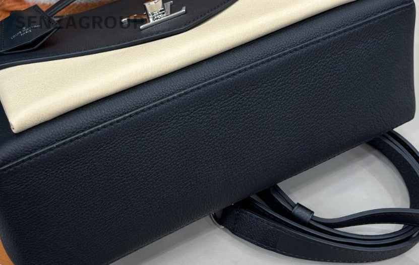 Louis Vuitton My Lockme Calfskin Top Handle Bag Black Beige Women Classic