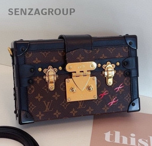 Louis Vuitton Petite Malle Monogram Box Shoulder Bag Crossbody Brown Women