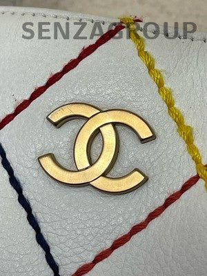 Chanel Vivienne Handbag White Gold Women Classic Quilted Pattern