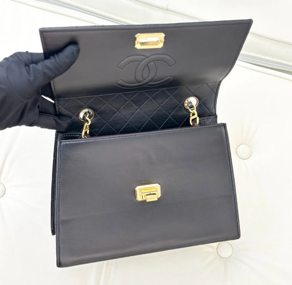 Chanel Classic Flap Vintage Lambskin Shoulder Bag Gold Hardware Women S