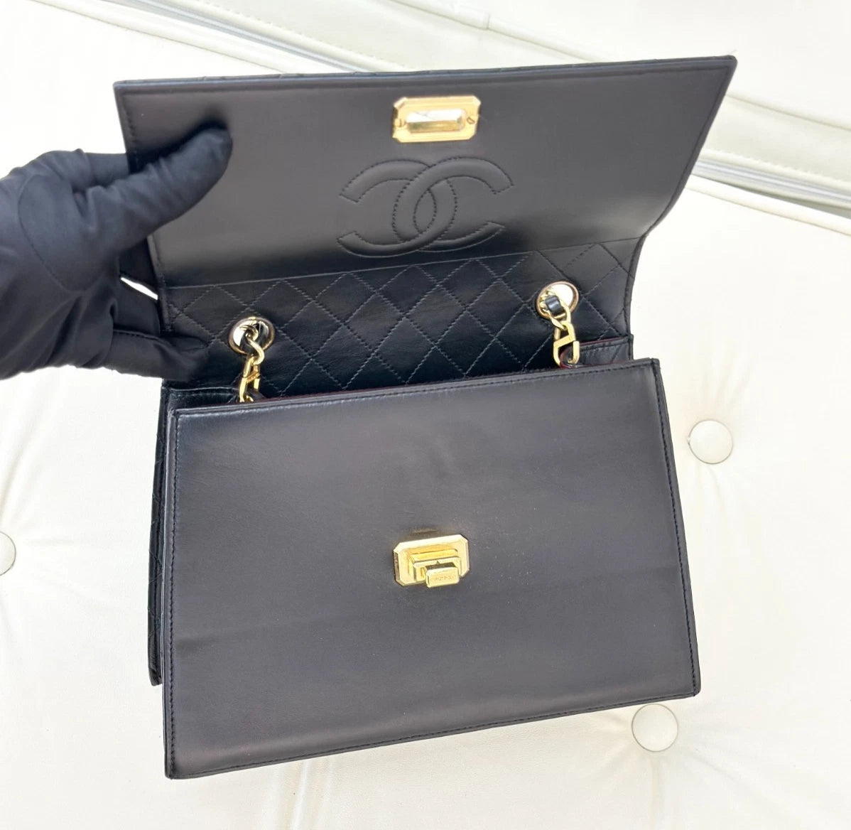 Chanel Classic Flap Vintage Lambskin Shoulder Bag Gold Hardware Women S