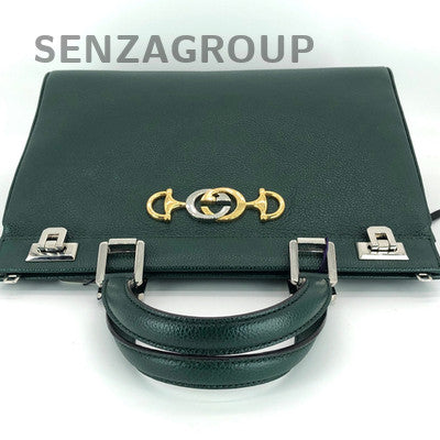 Gucci Zumi Green Gold Buckle Leather Handbag Shoulder Crossbody Bag