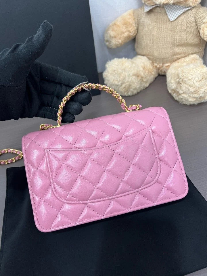 CHANEL 24C Pink Cutout Handle WOC Crossbody Bag For Women