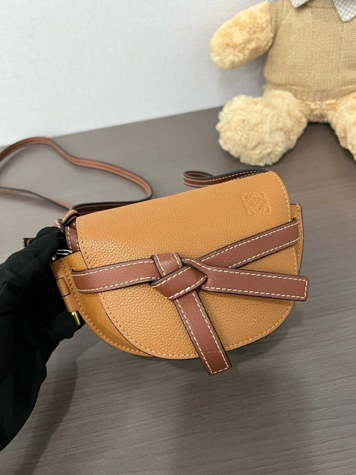 Loewe Brown Mini Gate Saddle Crossbody Bag For Women