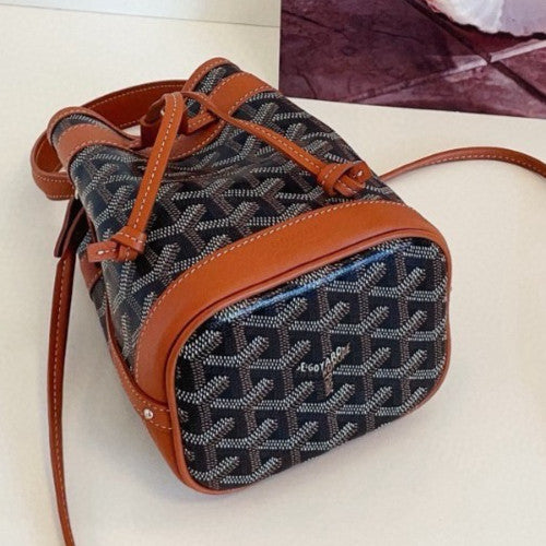 Goyard Petit Flot Mini Bucket Top Handle Bag Crossbody Brown Women Classic