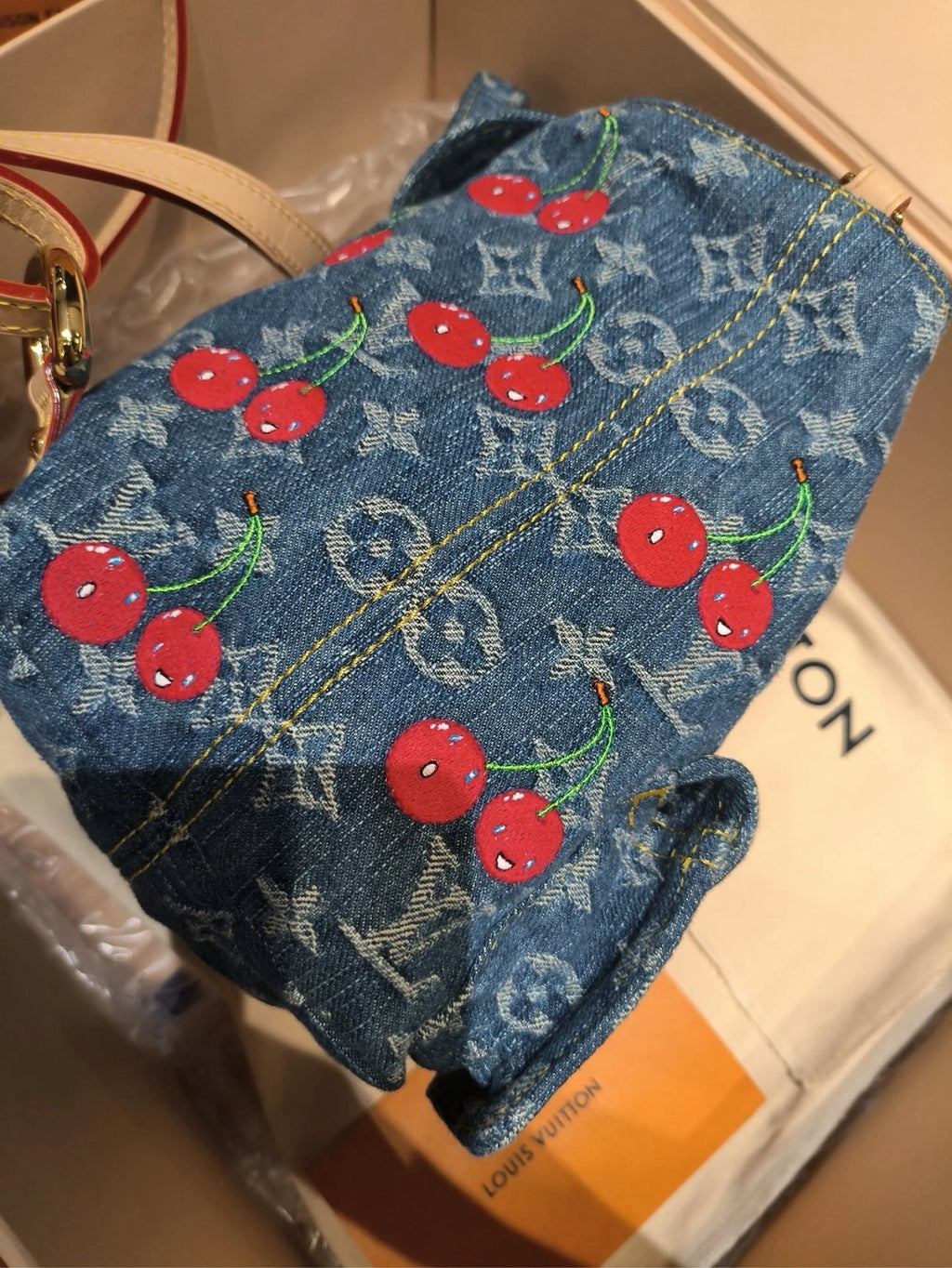 New Louis Vuitton Venice Cherry Denim Backpack For Women