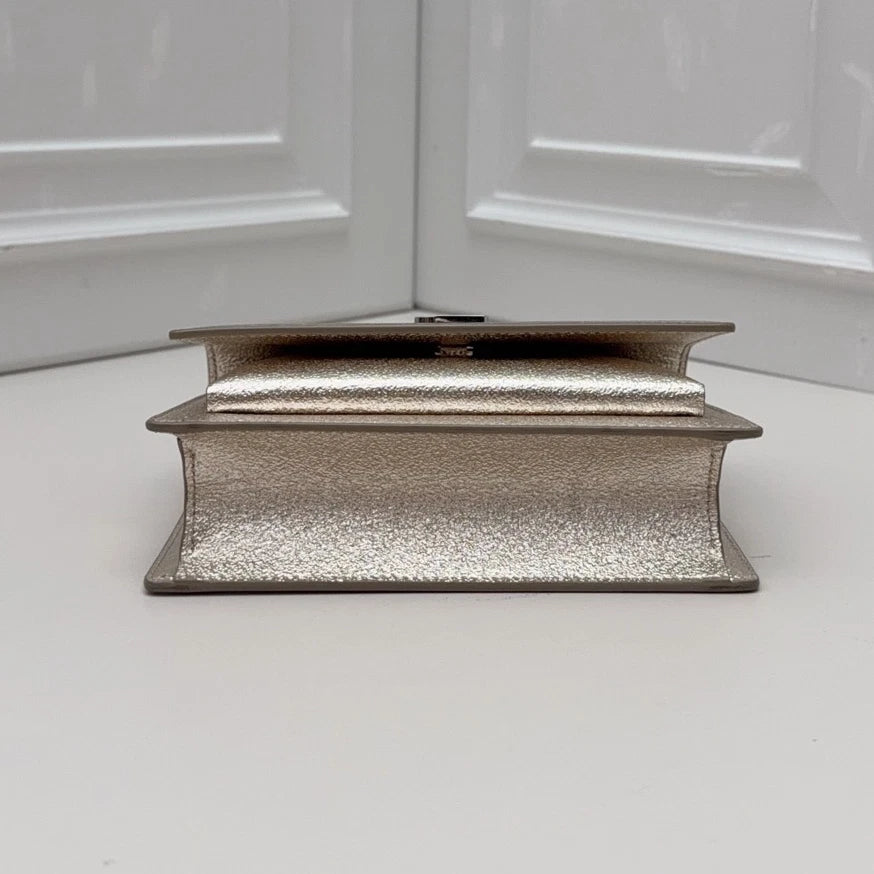 Saint Laurent Kate Chain Shoulder Crossbody Bag Silver Women Fashion