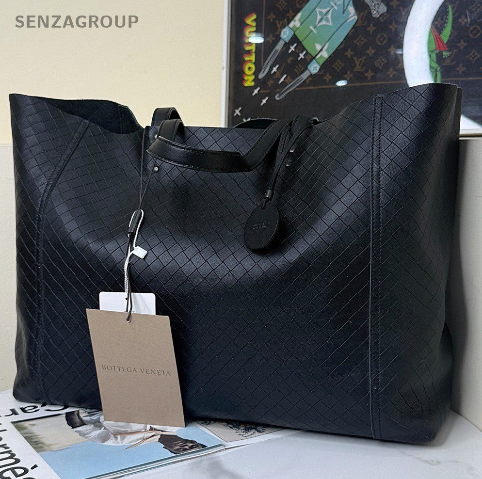 Bottega Veneta Woven Tote Handbag Black Used Women Classic Fashion