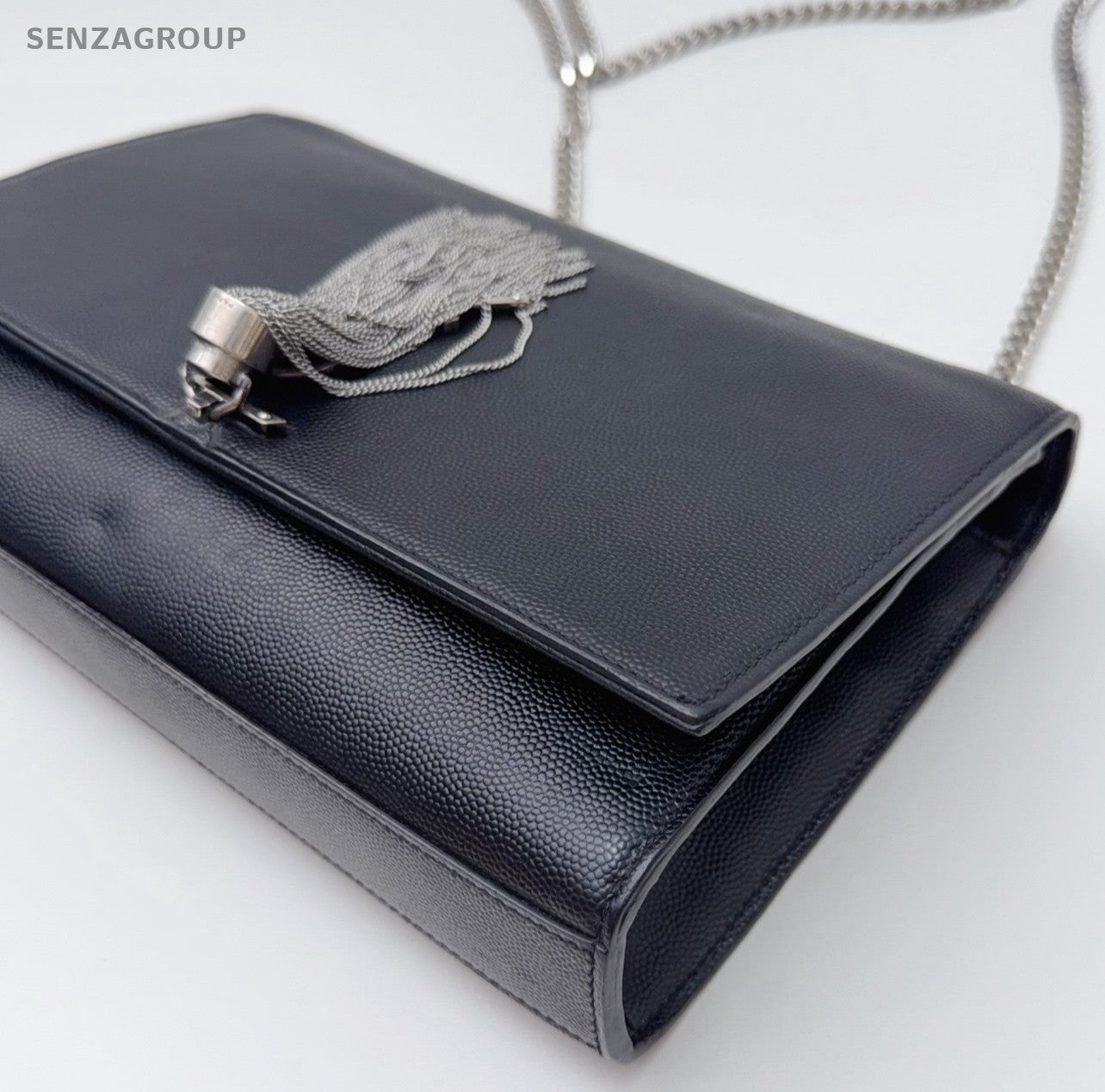 Saint Laurent Kate Chain Crossbody Shoulder Bag Black Silver Women Classic