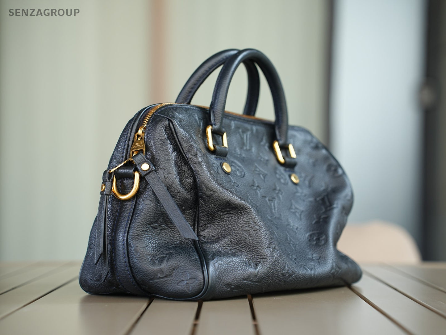 Louis Vuitton Speedy25 Monogram Empreinte 2way Shoulder Handbag Navy