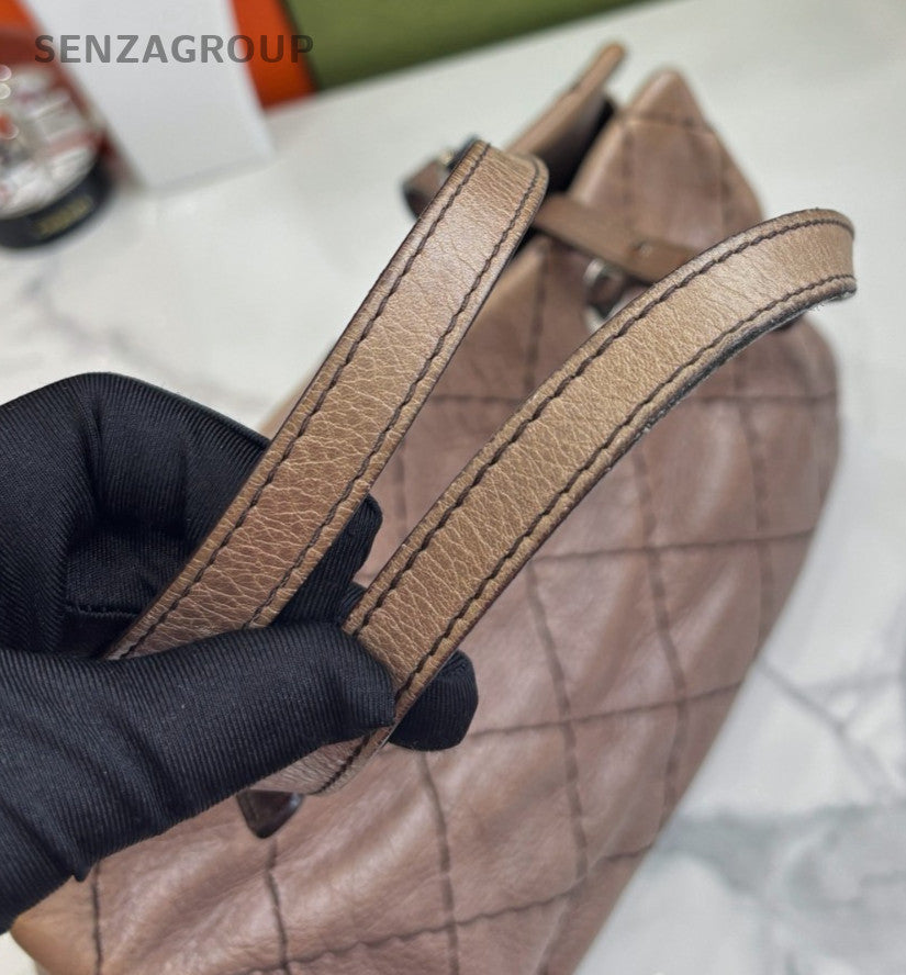 CHANEL Leather single-shoulder bag tote Brown
