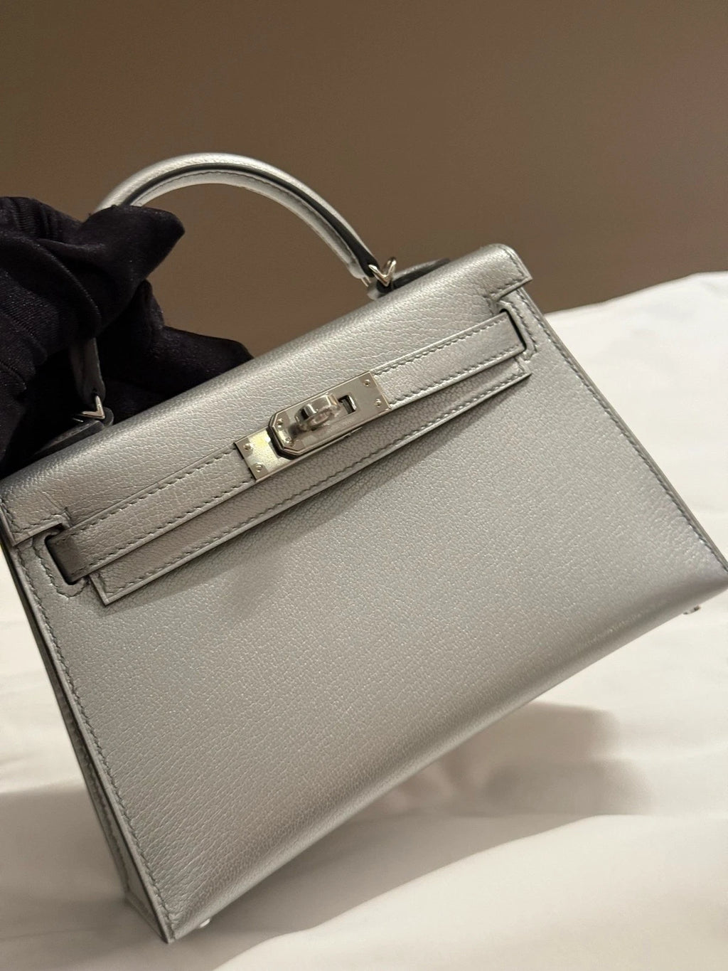 Hermes Mini Kelly Olympic Silver Top Handle Bag For Women