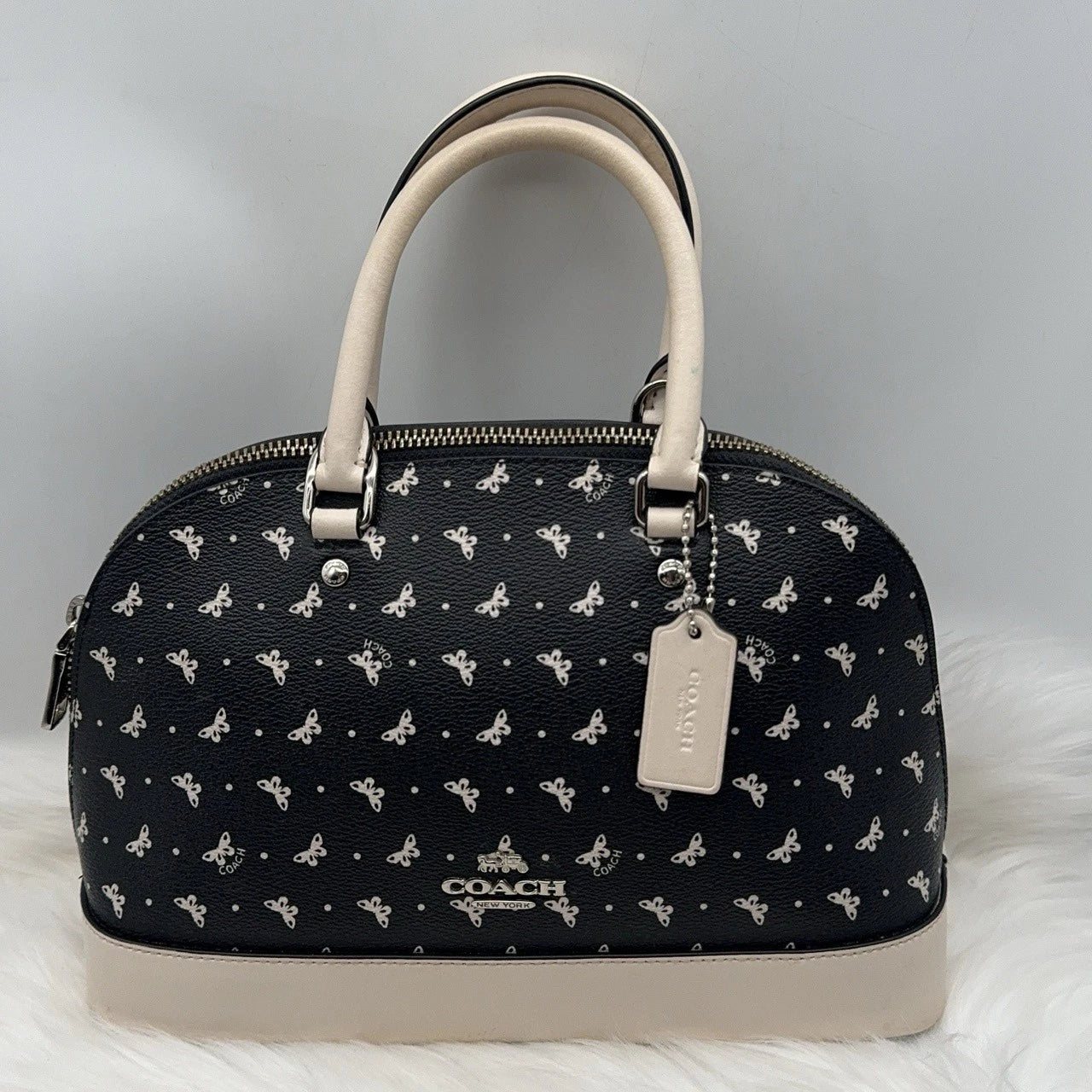 Coach Black Butterfly Print Sierra Shell Shoulder Crossbody Handbag For Women