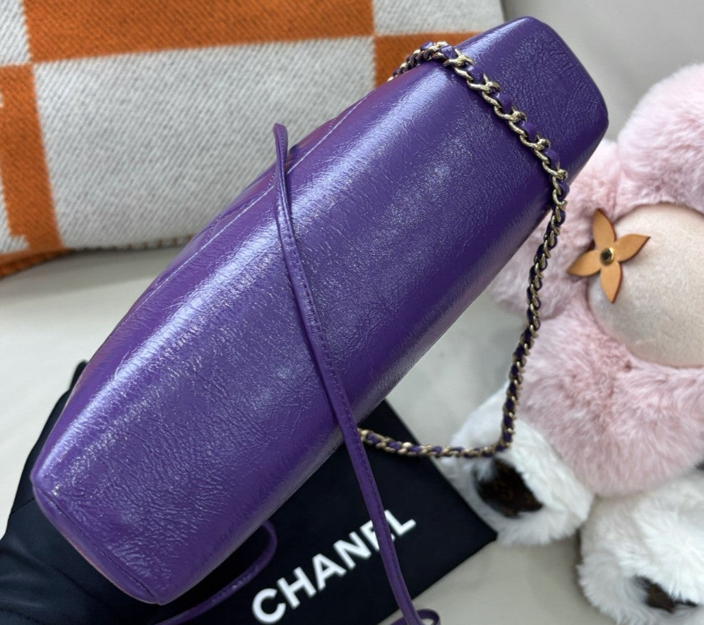 Chanel 31Bag Chain Diamond Shoulder Bag Purple Gold Used Women Classic Fashion