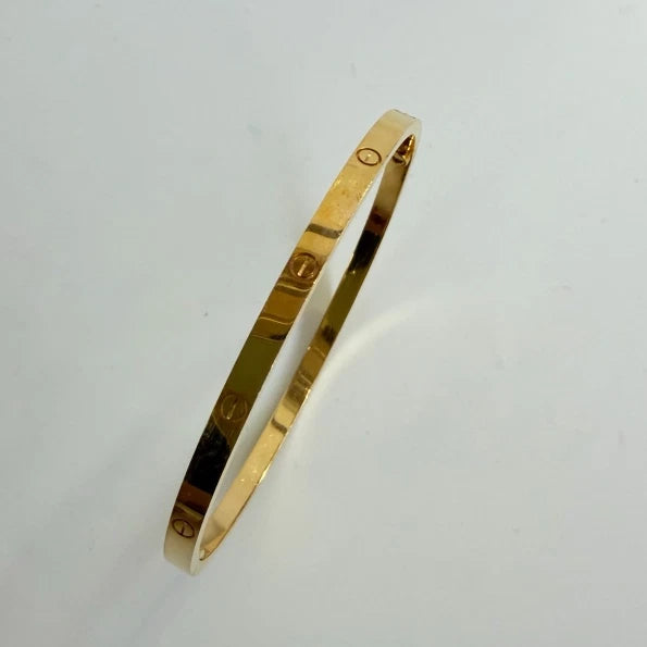 Cartier Love Small Bracelet 3.6mm 18k Yellow Gold Bangle Single Screw Size19