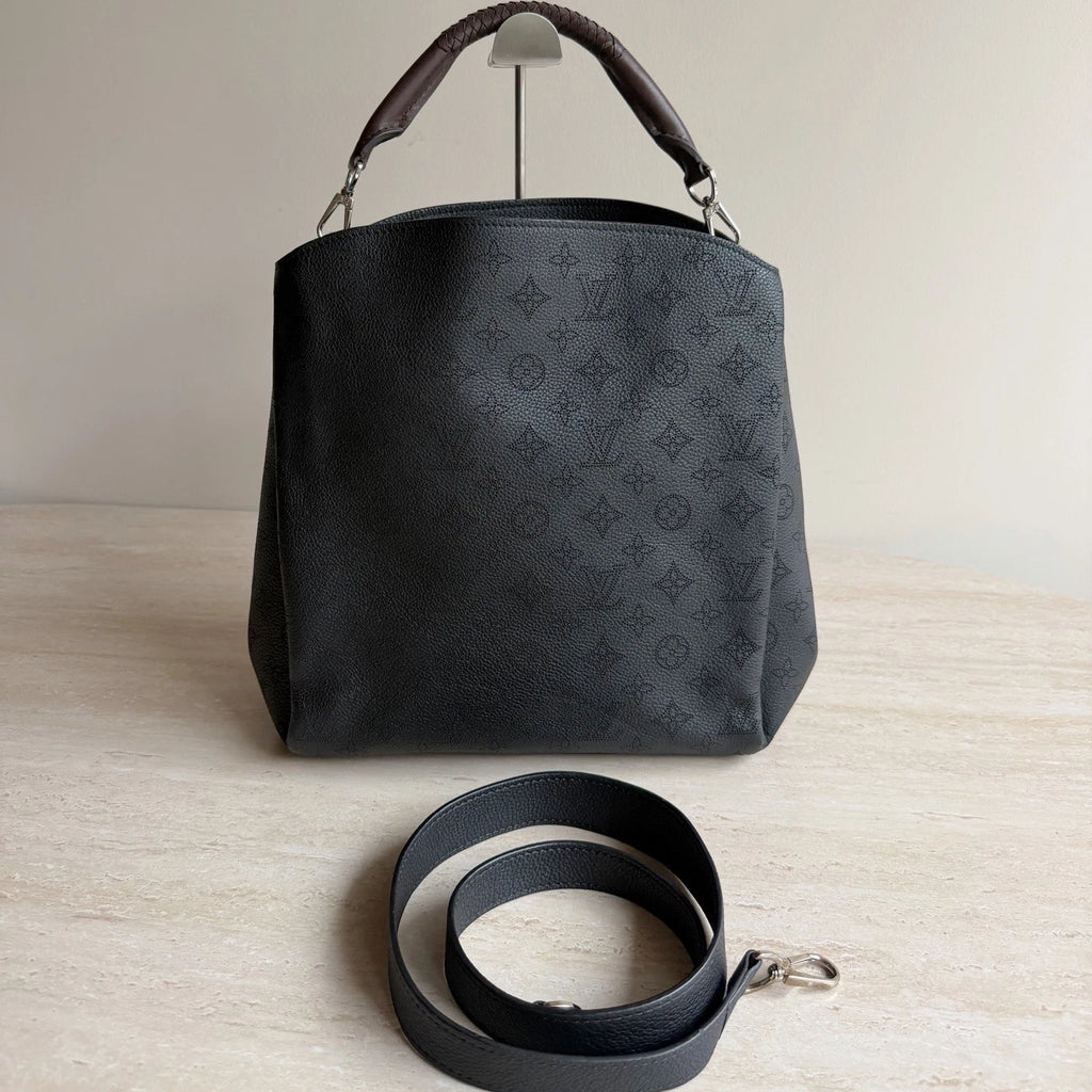 Louis Vuitton Mahina Monogram Black Handbag Shoulder Bag Silver Hardware