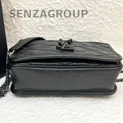 Saint Laurent YSL NIKI Mini WOC Black Silver Chain Shoulder Crossbody Bag
