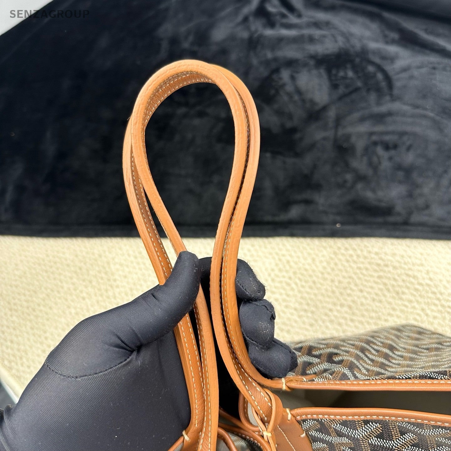 Goyard GM Canvas Monogram Tote Shoulder Bag With Pouch Women Black.