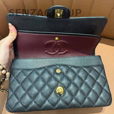 Chanel Black Gold Classic Flap Medium Quilted Chain Shoulder Bag
