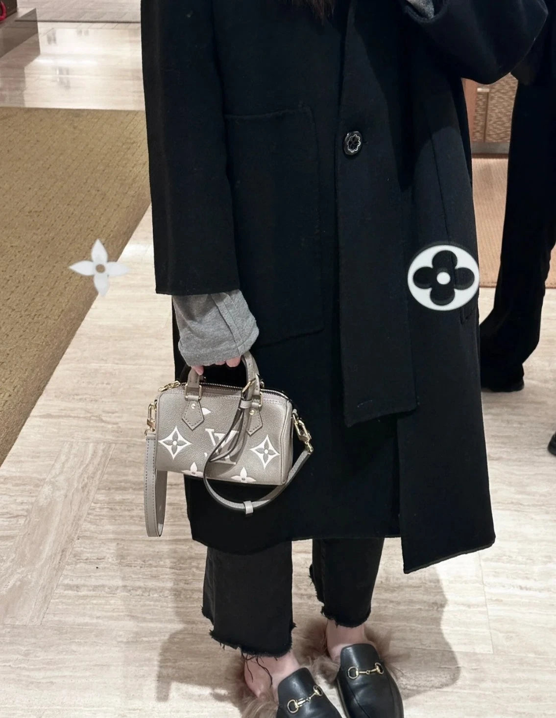 Louis Vuitton Speedy NANO Elephant Gray Handbag 2WAY Crossbody Almost Brand NEW