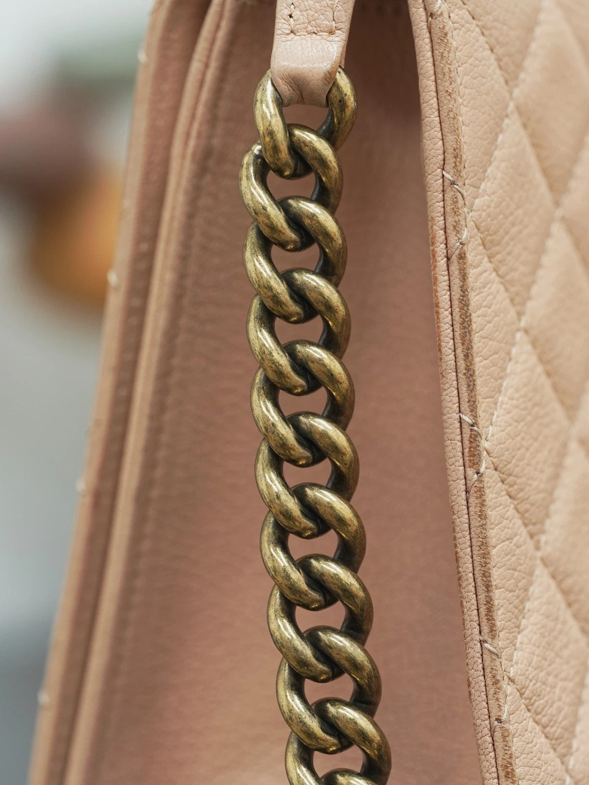 CHANEL Top Handle Diamond pattern Handbag Pink Gold Shoulder Bag - Pre-Owned