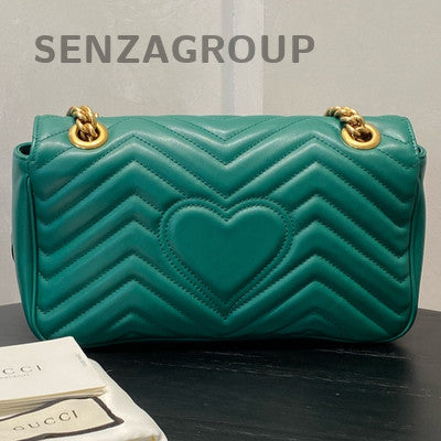 Gucci Marmont Medium Green Gold GG Chain Shoulder Bag for Women