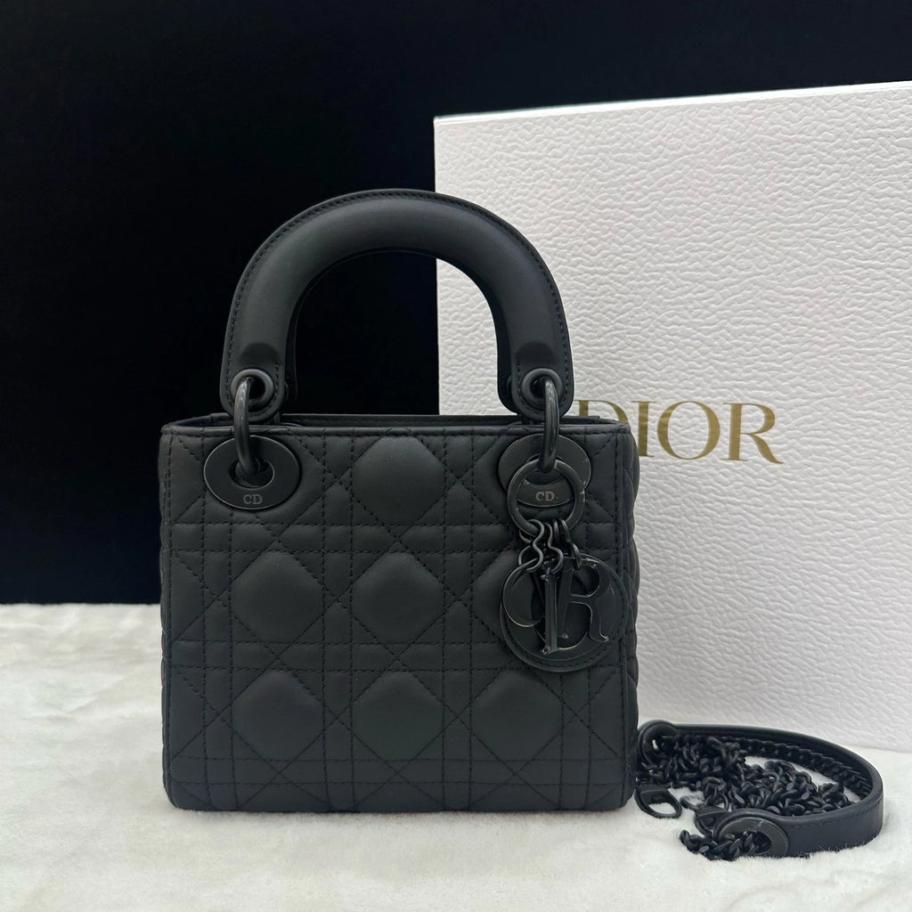 Dior Lady Dior Black Shoulder Bag Chain Bag Excellent
