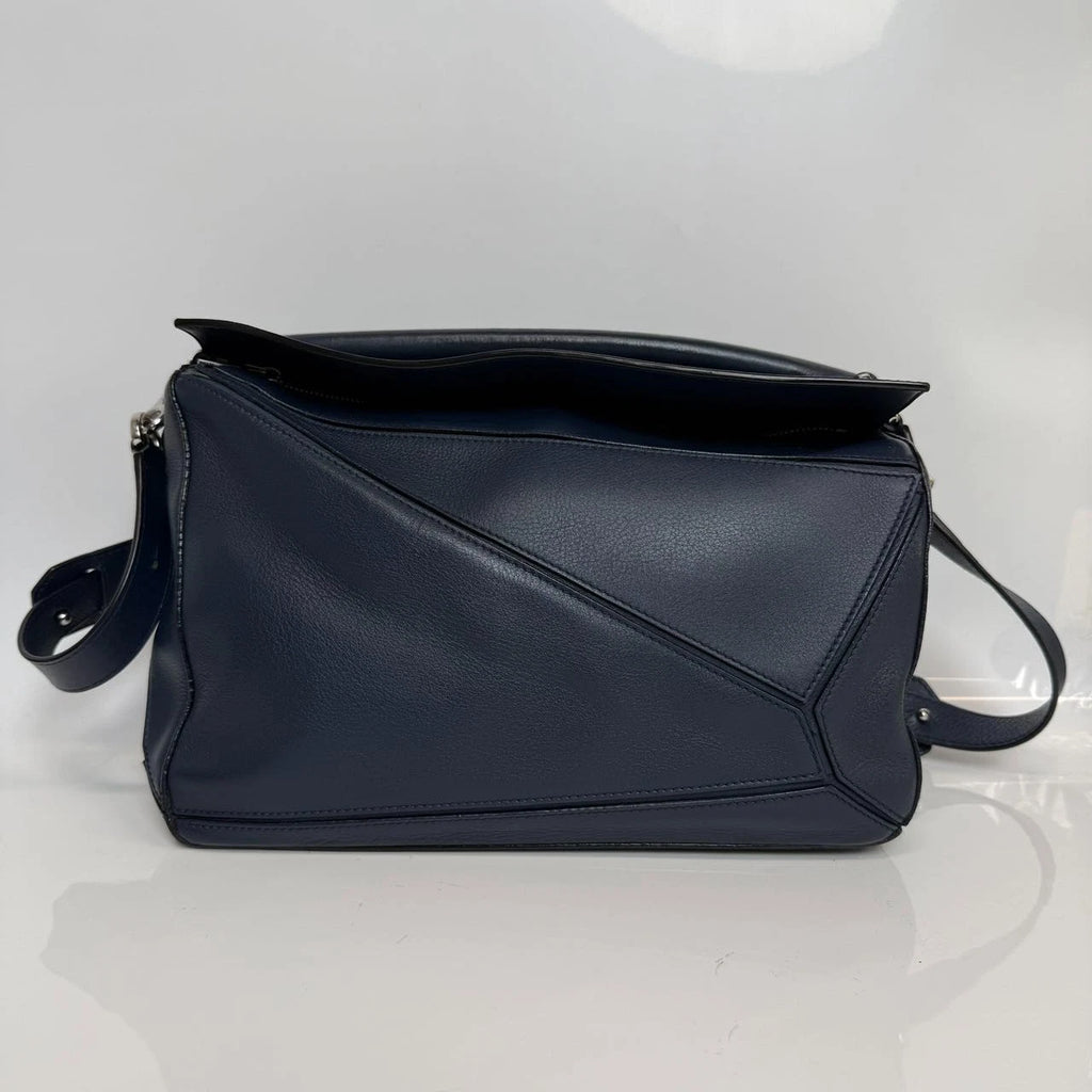 SJ0001 Loewe Medium Puzzle Bag in Navy Blue Calfskin